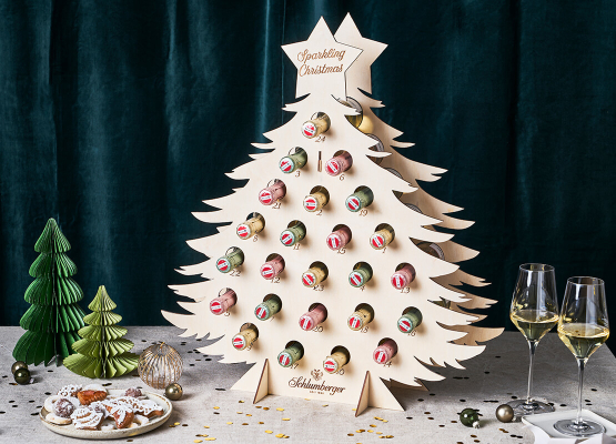 Schlumberger Adventskalender gefüllt mit 24 Schlumberger Flaschen brut 0,2L