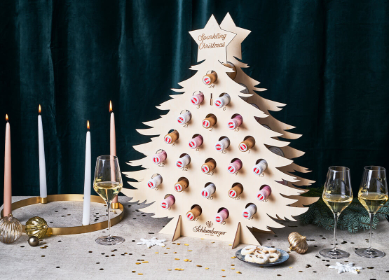Schlumberger Adventskalender gefüllt mit 24 Flaschen Schlumberger 0,2L  secco