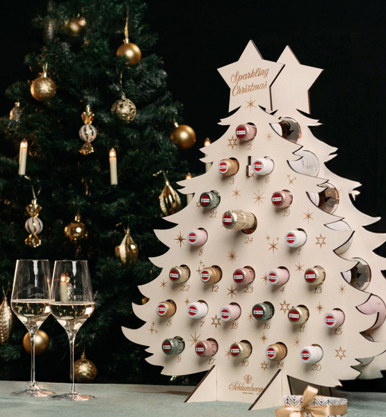 Schlumberger Adventskalender gefüllt mit 24 Flaschen Schlumberger 0,2L brut & secco
